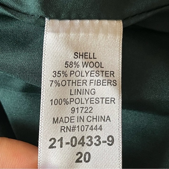 Jessica London Women’s Double Breasted Wool Blazer Coat Plus Size 20 Green - Picture 8 of 8